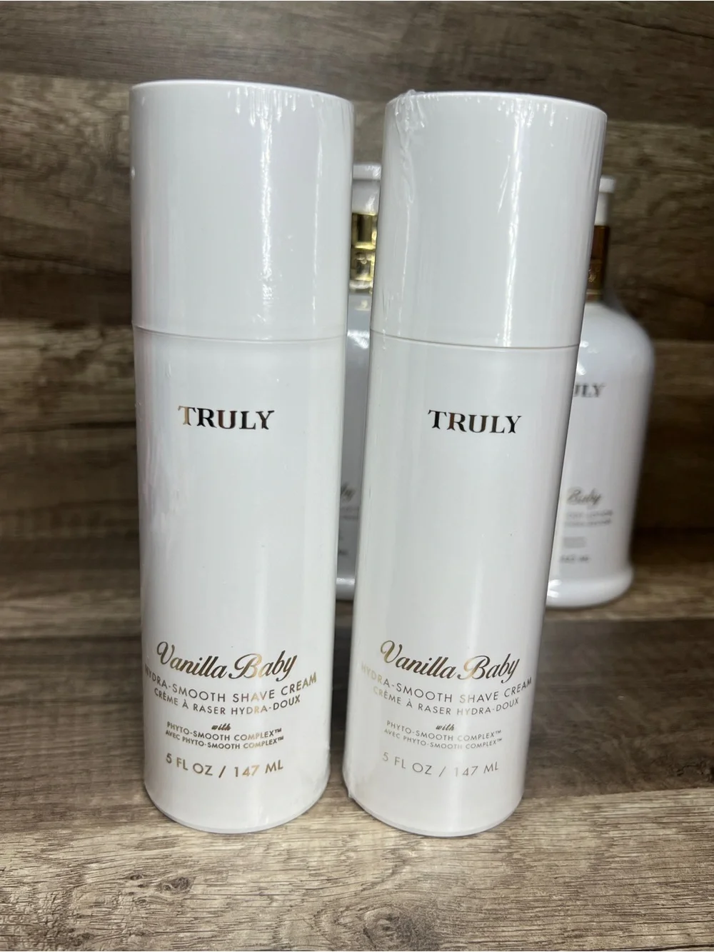 TRULY Vanilla Baby Hydra-Smooth Shave Cream & Hydra-Restore Body Lotion Set of 4